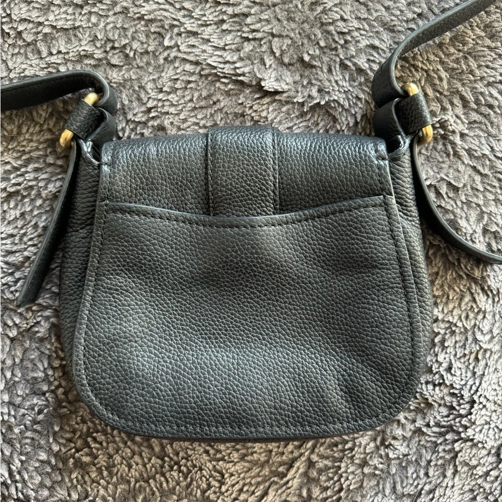 MICHAEL KORS Large Maxine Black Pebbled Leather Saddle Bag